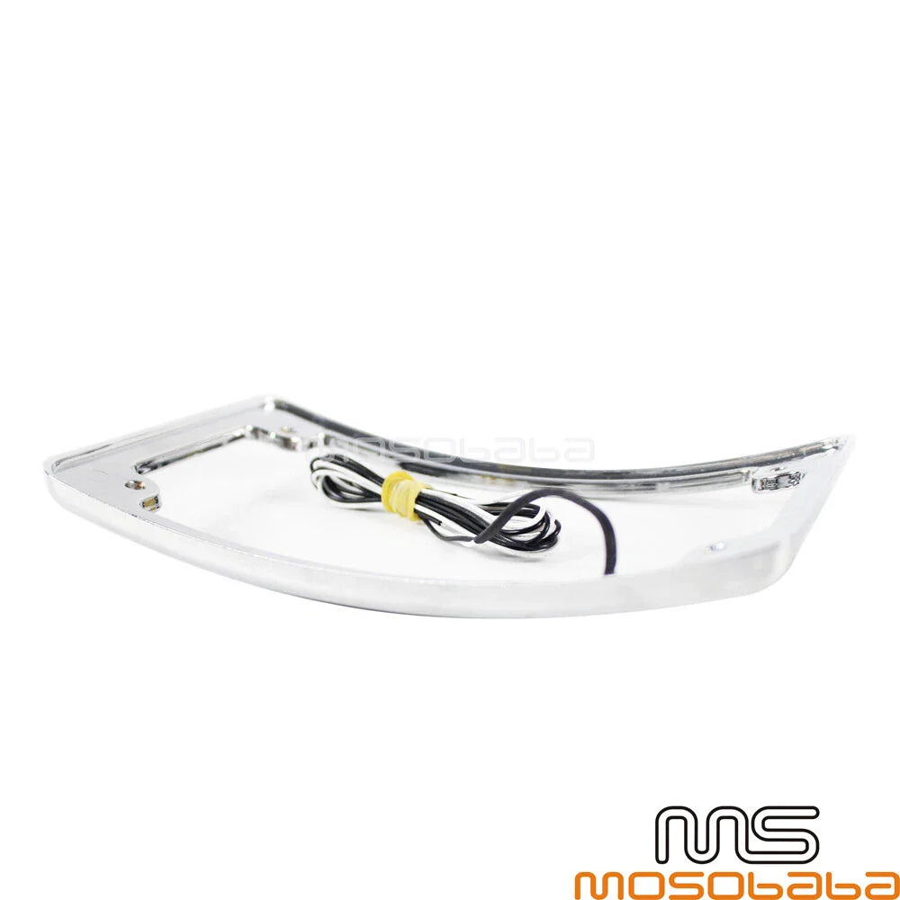 4x7 Curved License Plate Frame w/ LED Light for Harley Custom Bobber