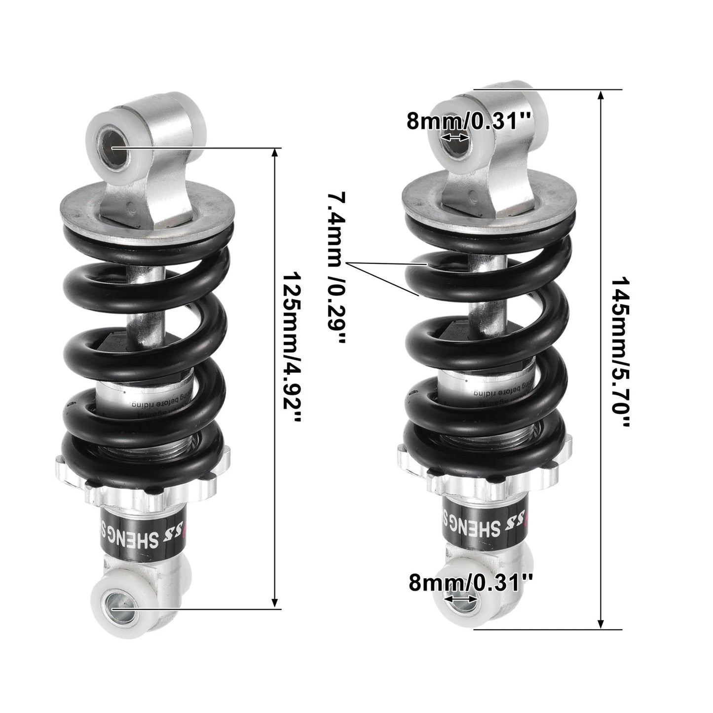 Set of 2 Rear Shock Absorbers 125mm 750LBS for ATV Go-Kart Scooter 49cc