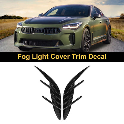 Set of 2 Rear Fog Light Cover Trim for Kia Stinger (2018–2023) Carbon Fiber Black
