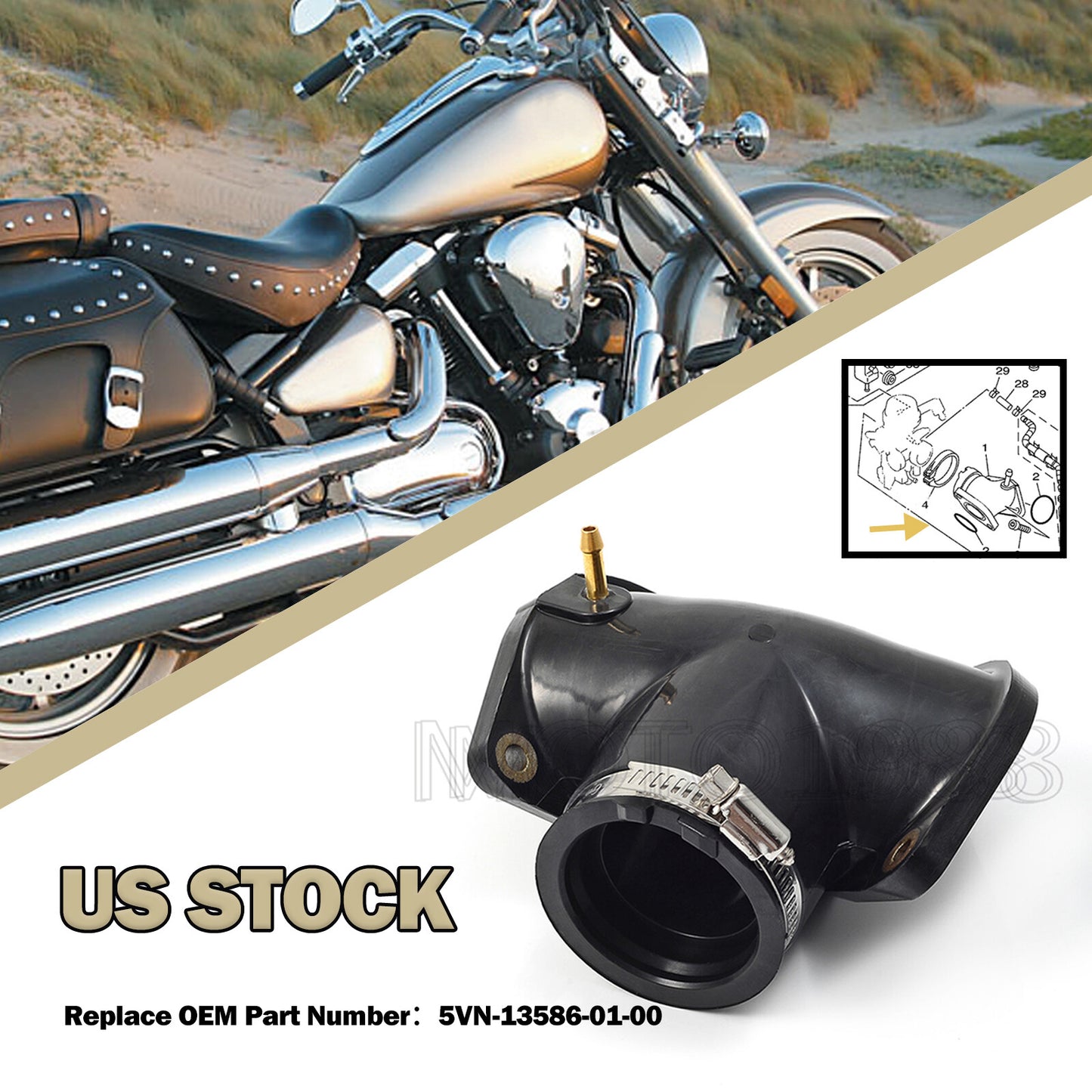 Carburetor Intake Manifold Boot for Yamaha Road Star 1700 (2004–2007)