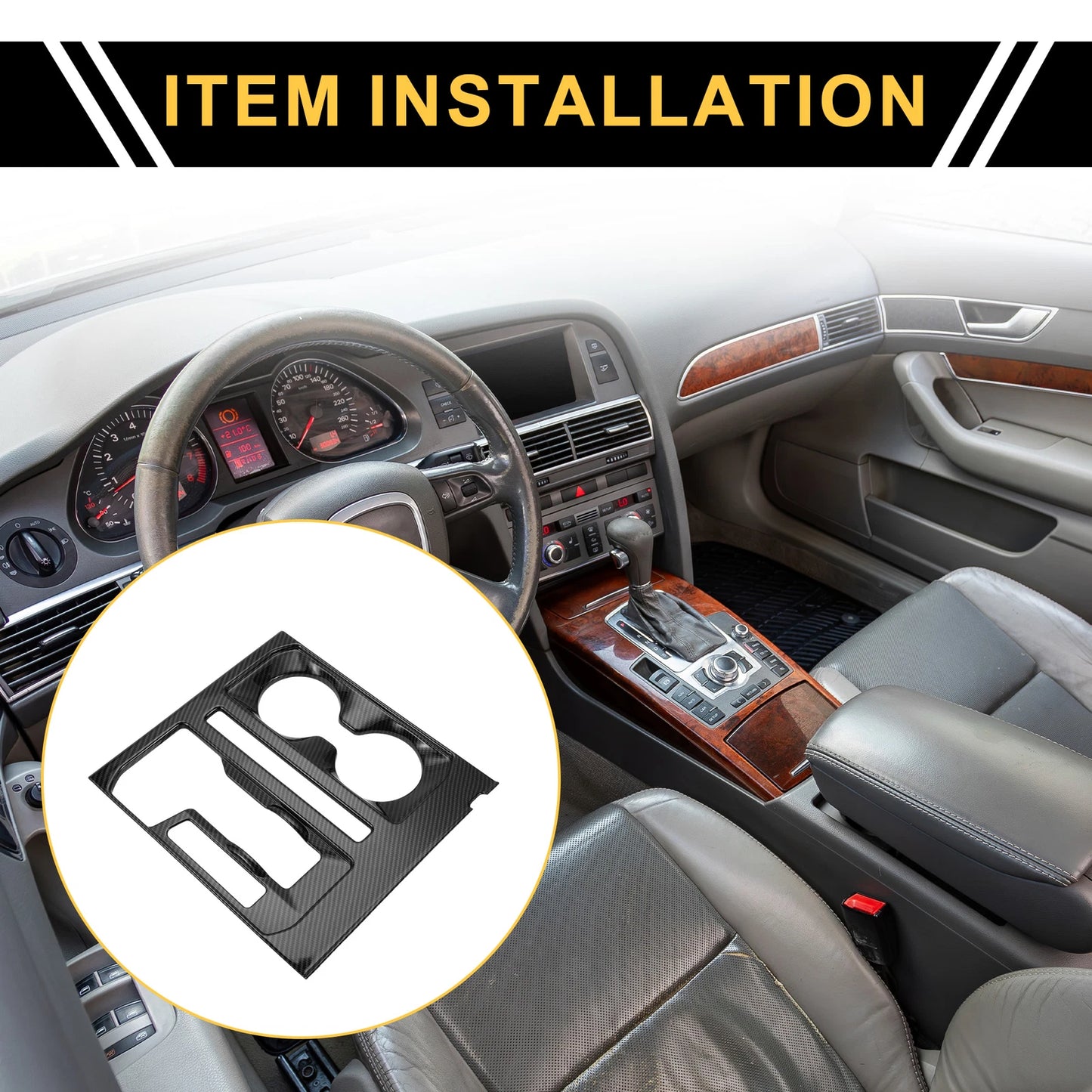 Gear Shift Panel Cover Trim for Ford F-150 (2021–2024) Carbon Fiber Pattern 1 Pc