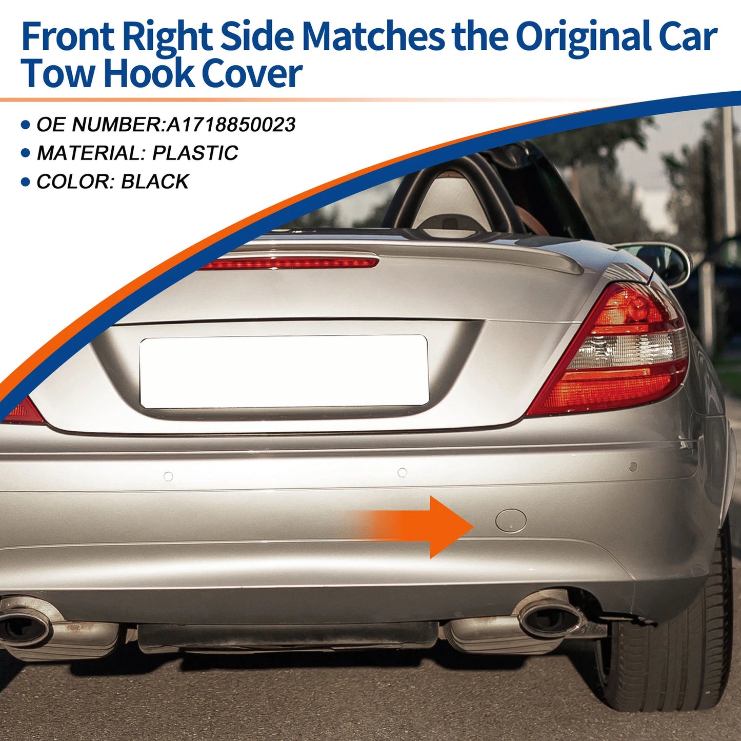 Rear Side Bumper Tow Hook Cover for Mercedes-Benz (2005–2015) No.A1718850023 Black