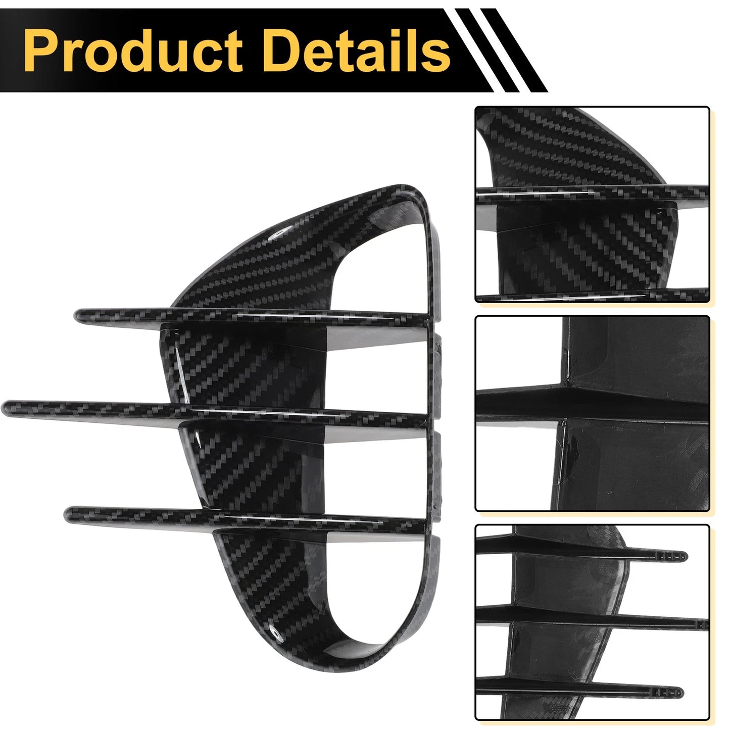 Set of 2 Fog Light Cover Trim for Kia Stinger (2018–2023) Carbon Fiber Black