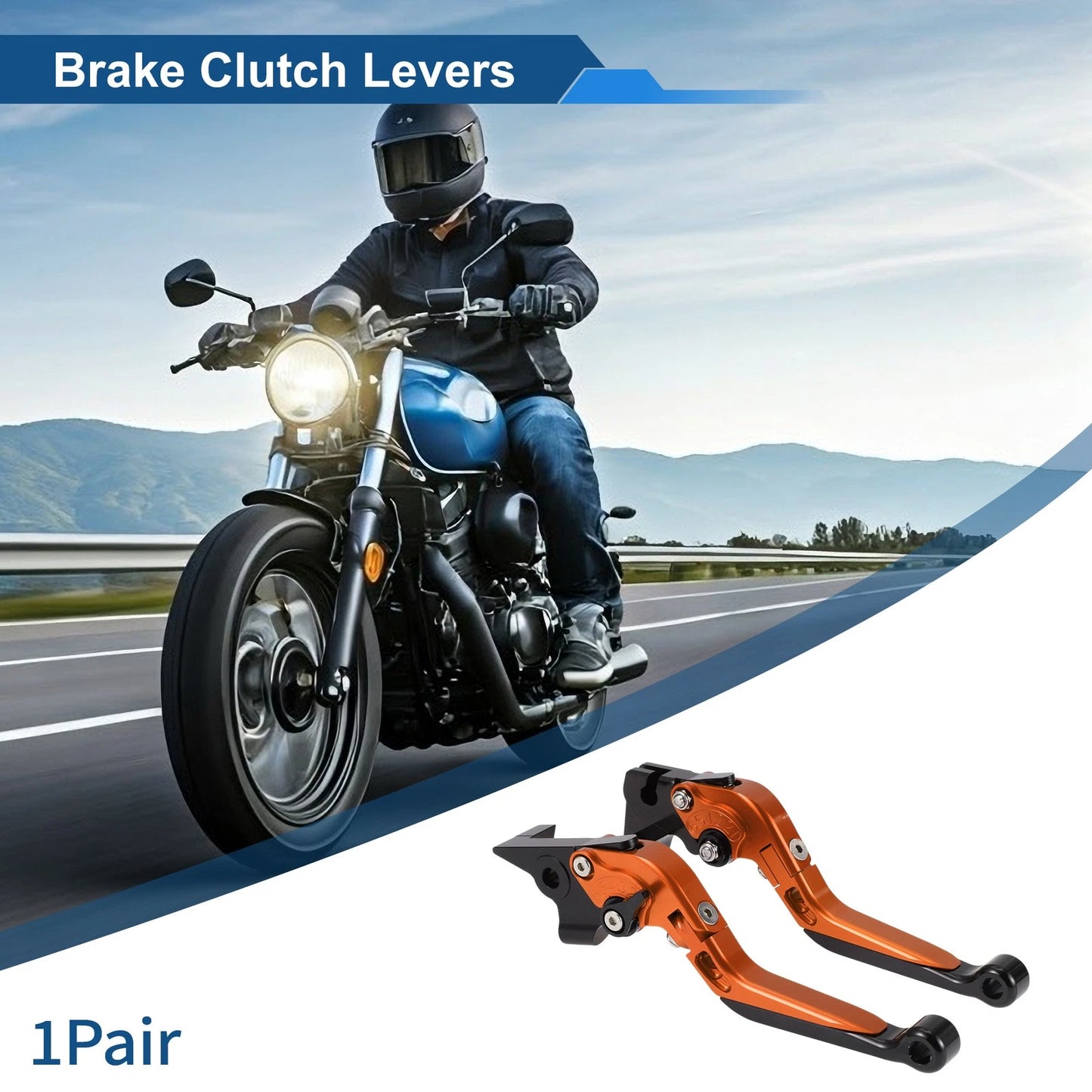 Adjustable Brake Clutch Levers for Yamaha MT-07 (2014–2022) 1 Pair Orange Black