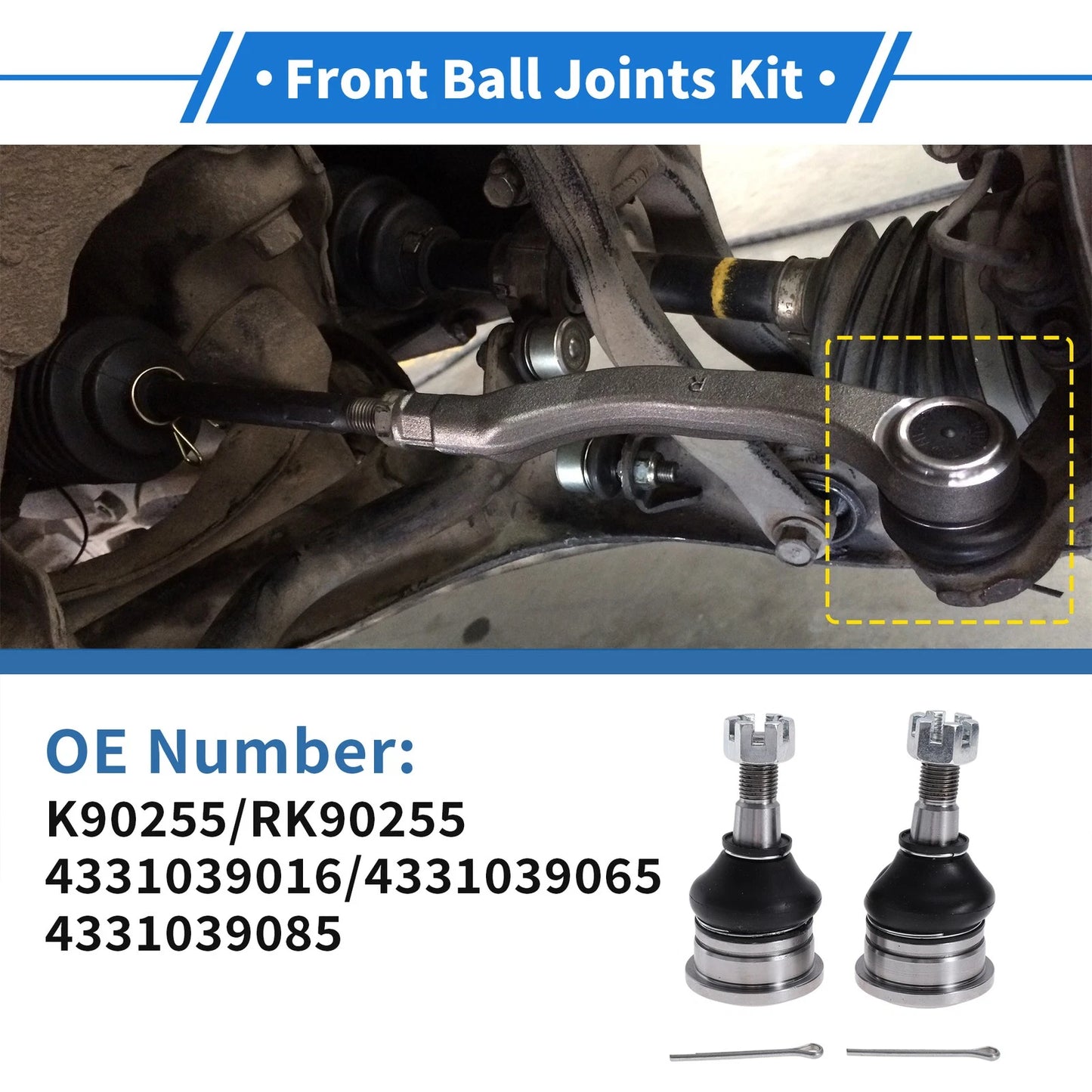 2 Pcs Front Upper Ball Joints for Toyota Tacoma (1995–1997) No.K90255/RK90255