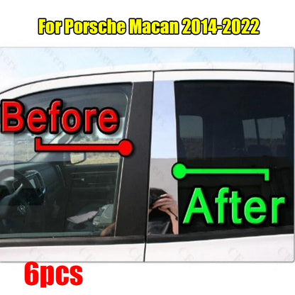 6 x Chrome Pillar Trim Door Cover Mirrored Post for Porsche Macan (2014–2022)