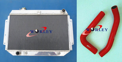 Aluminum Radiator & Red Hose for Holden HQ HJ HX HZ 253 308 V8