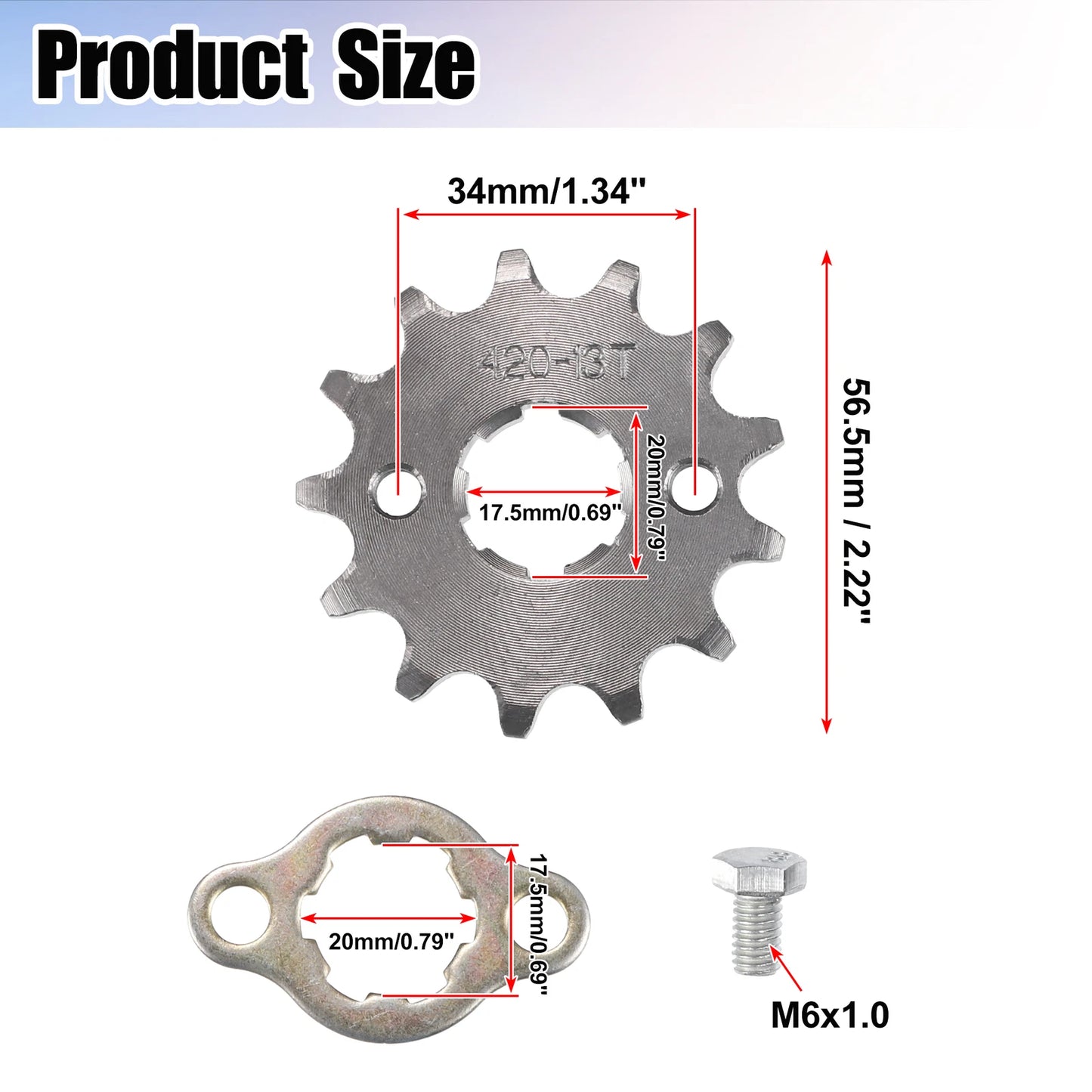 Set of 1 Front Engine Sprocket 420 13T 20mm for Dirt Bike Mini Bike