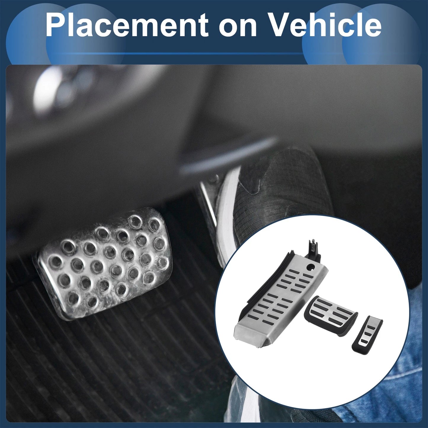 3 Pcs Automatic Foot Accelerator Pedal Covers for Audi A6L (2009–2012) Silver Tone
