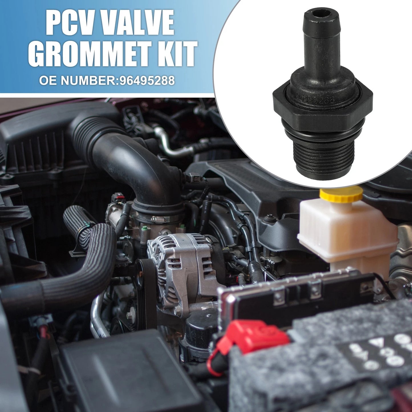 PCV Valve Fittings No.96495288 for Chevrolet Aveo (2004–2008) Black