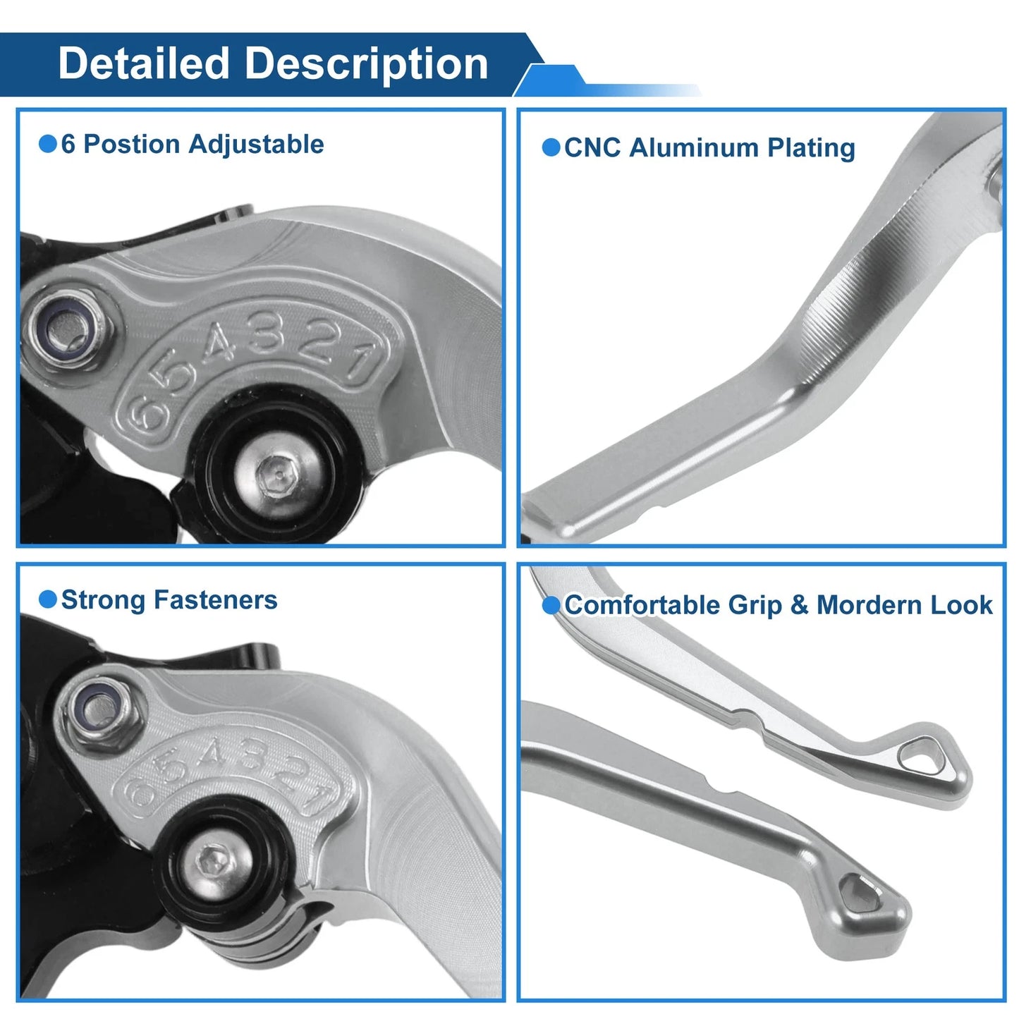 Adjustable Short Brake Clutch Levers for Honda VFR750 (1991–1997) Titanium Tone