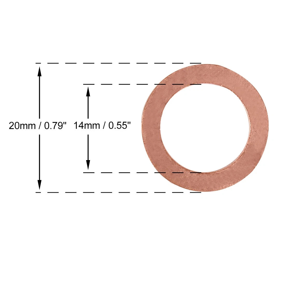 20pcs Copper Washer Flat Sealing Gasket Ring 14 x 20 x 1.5mm