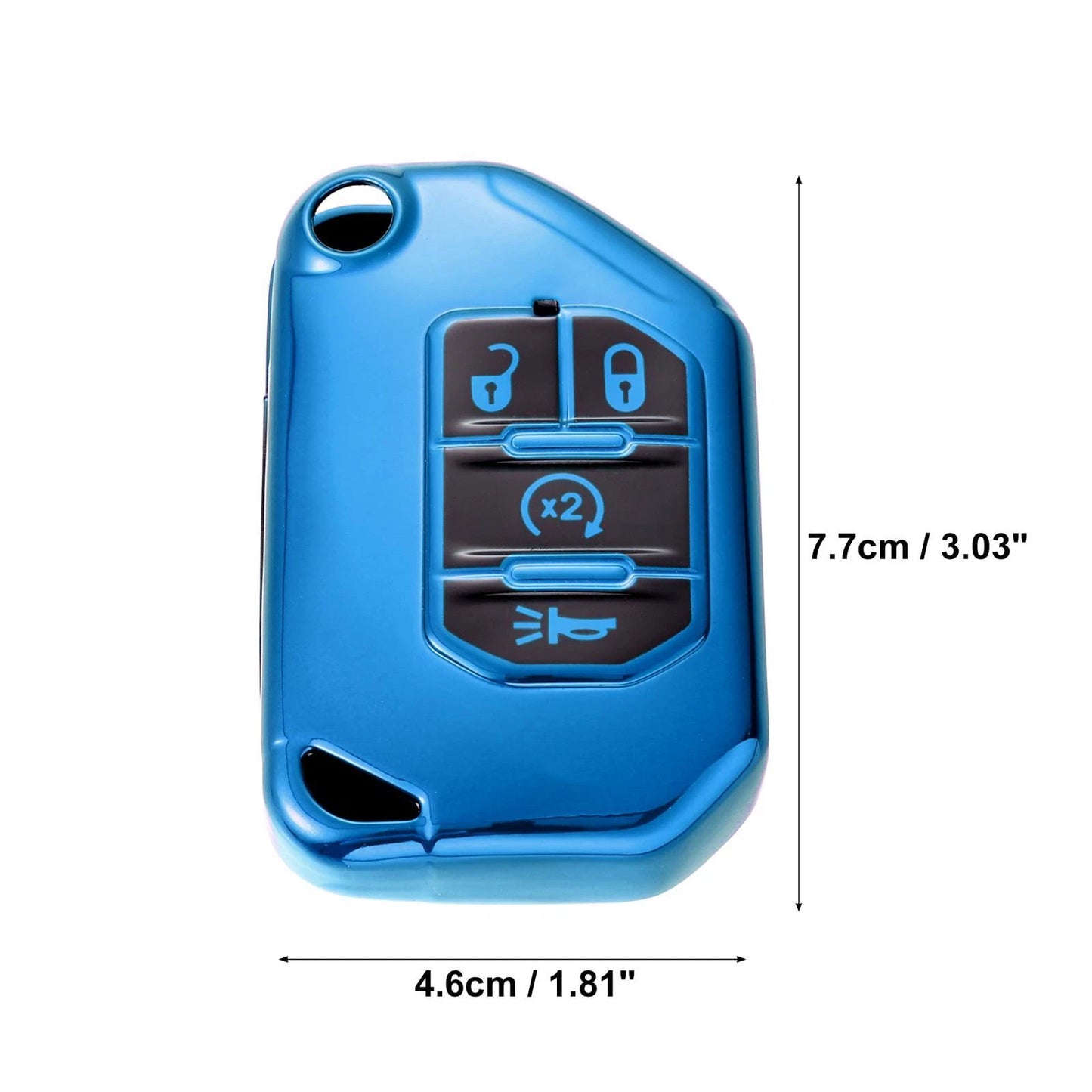 TPU Key Fob Cover Case for Jeep Wrangler JL Gladiator JT (2018–2021) Blue