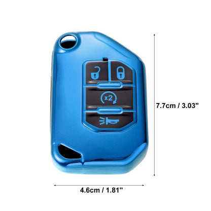 TPU Key Fob Cover Case for Jeep Wrangler JL Gladiator JT (2018–2021) Blue