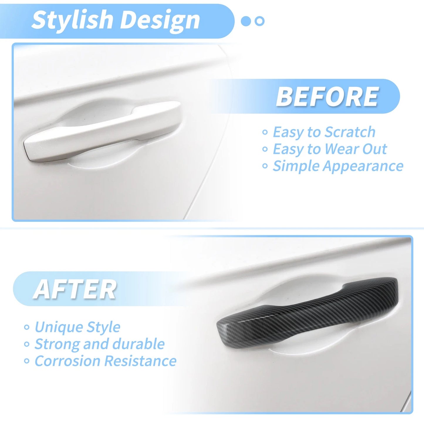 Door Handle Cover Protector for Honda Civic Accord (2023–2025) Carbon Fiber Black