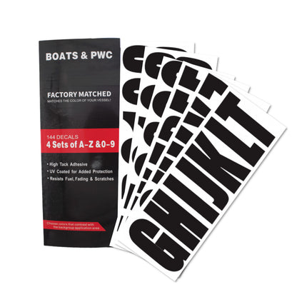 Set of 4 Custom Boat Registration Numbers Decals A-Z & 0-9