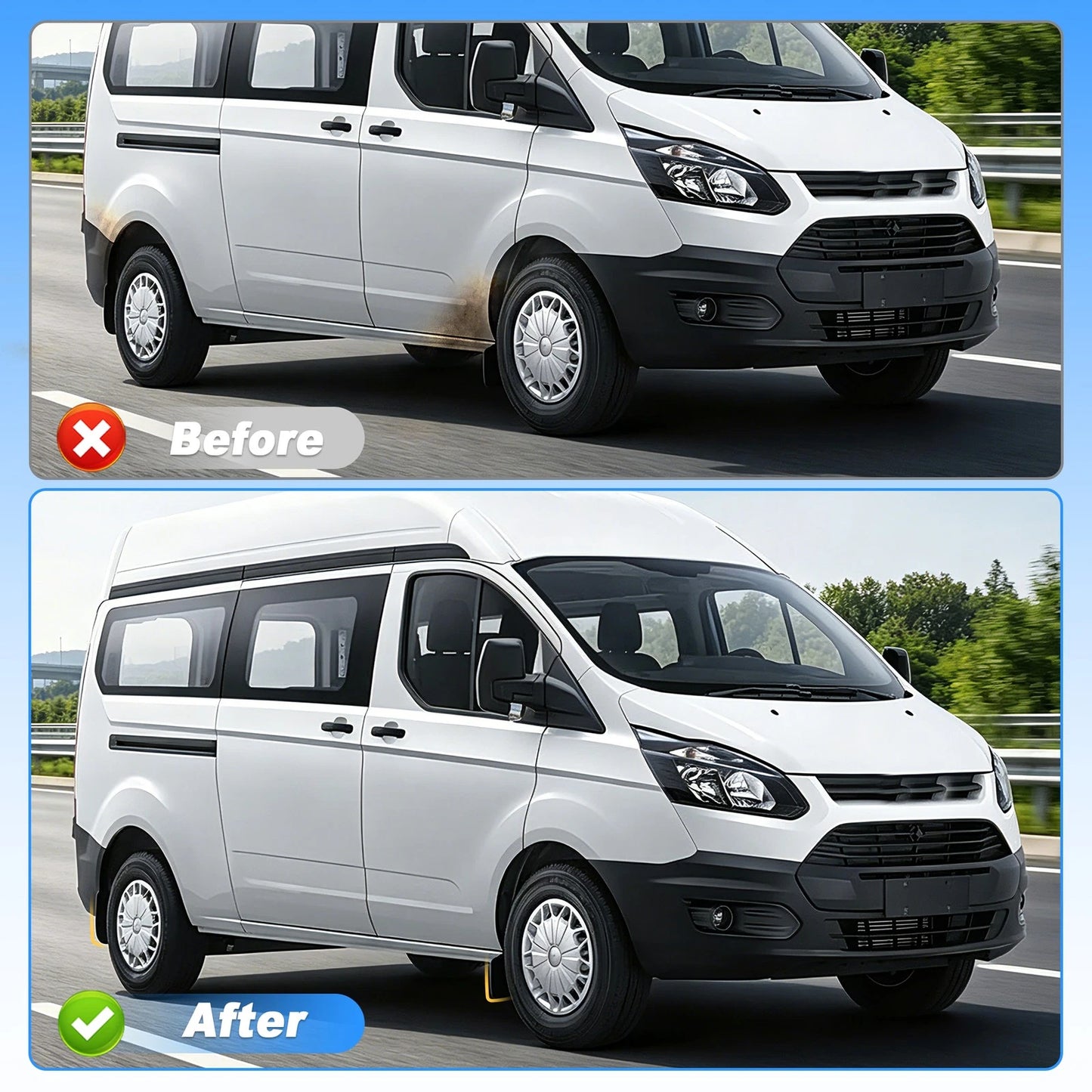 Set of 2 Front Left & Right Mud Flaps 1820757 1820756 for Ford Transit MK8 (2014–2021)
