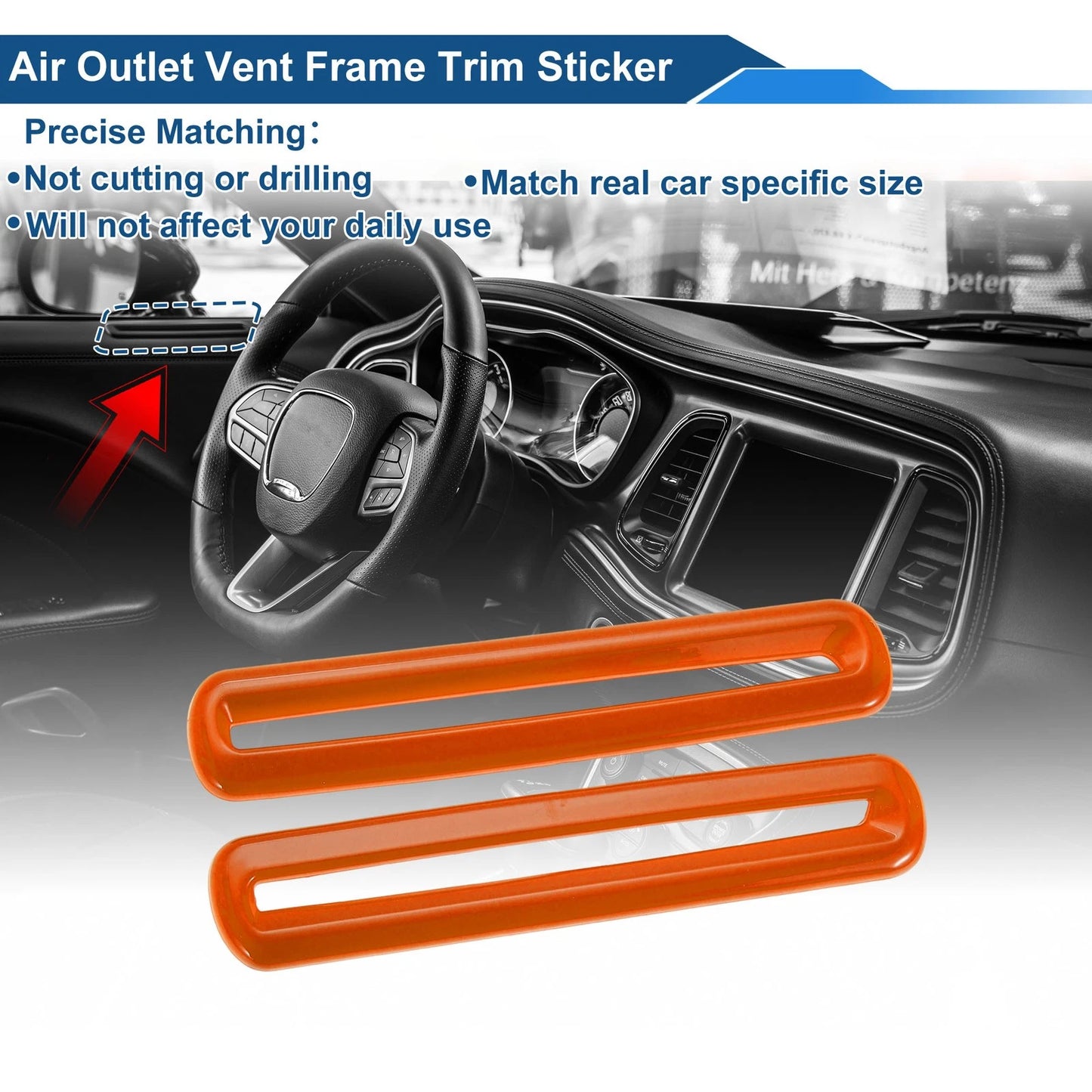 2X Air Condition Outlet Vent Trim Cover Frame for Dodge Challenger (2015–2023)