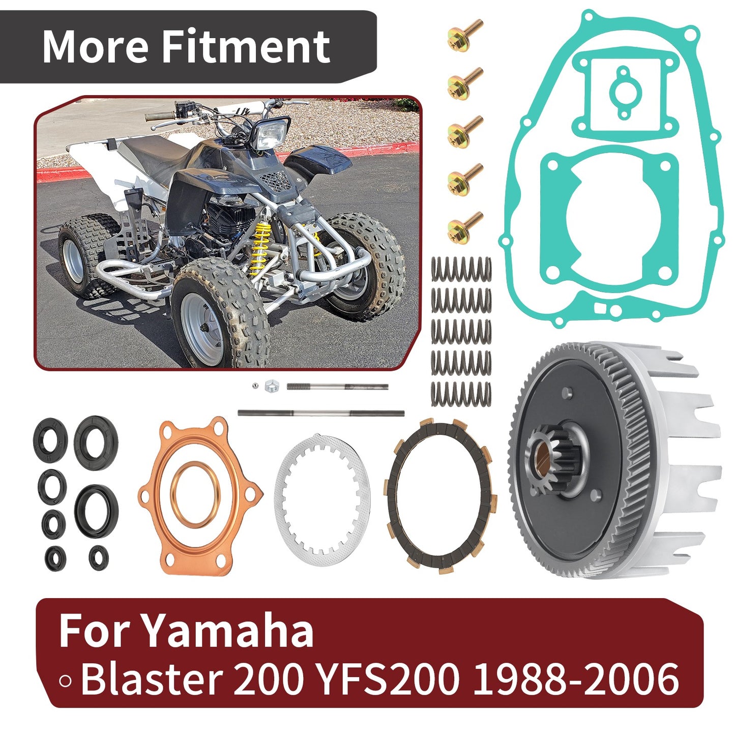 Clutch Kit & Outer Clutch Basket for Yamaha Blaster YFS200 (1988–2006)