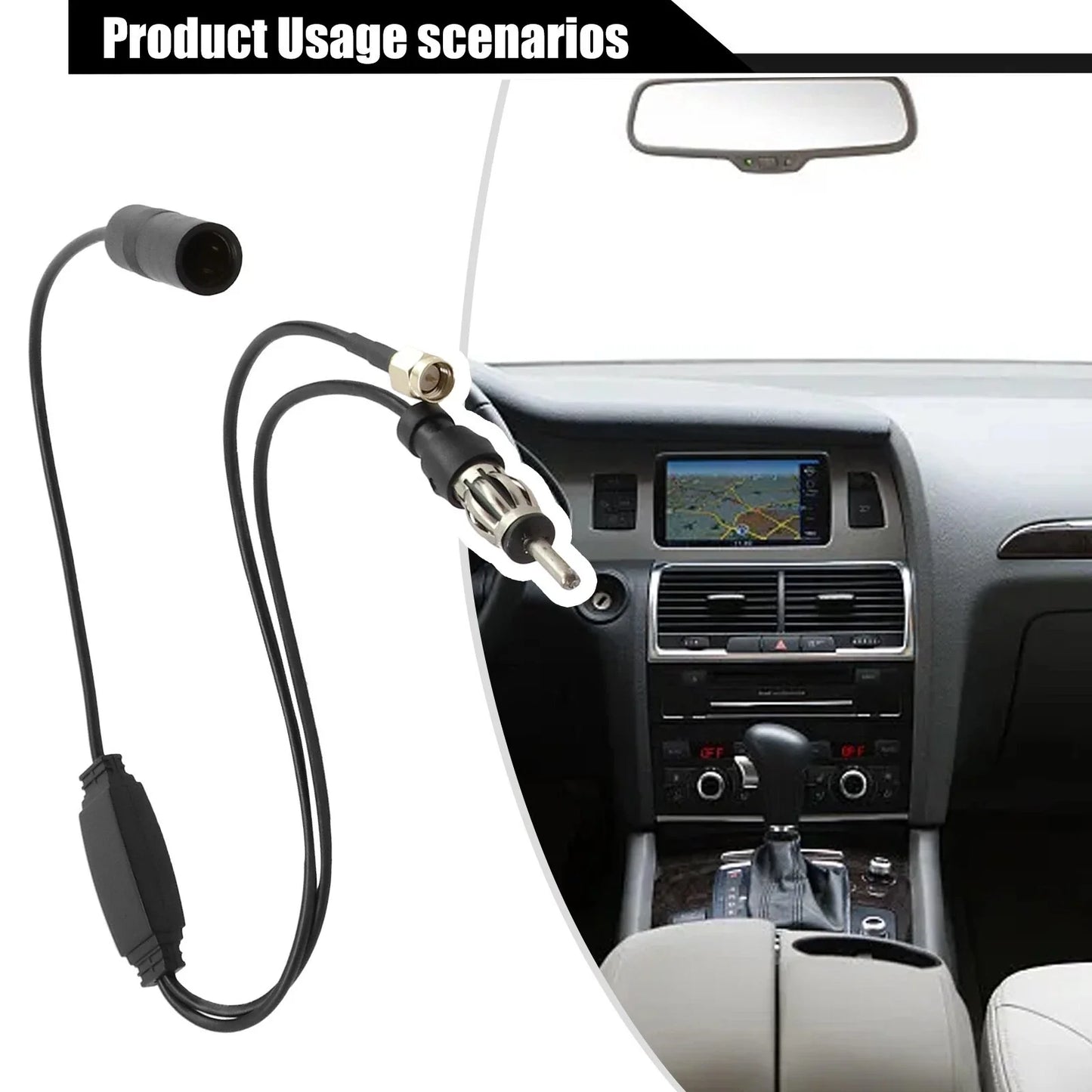 Antenna Splitter Adapter Cable for Car Radio