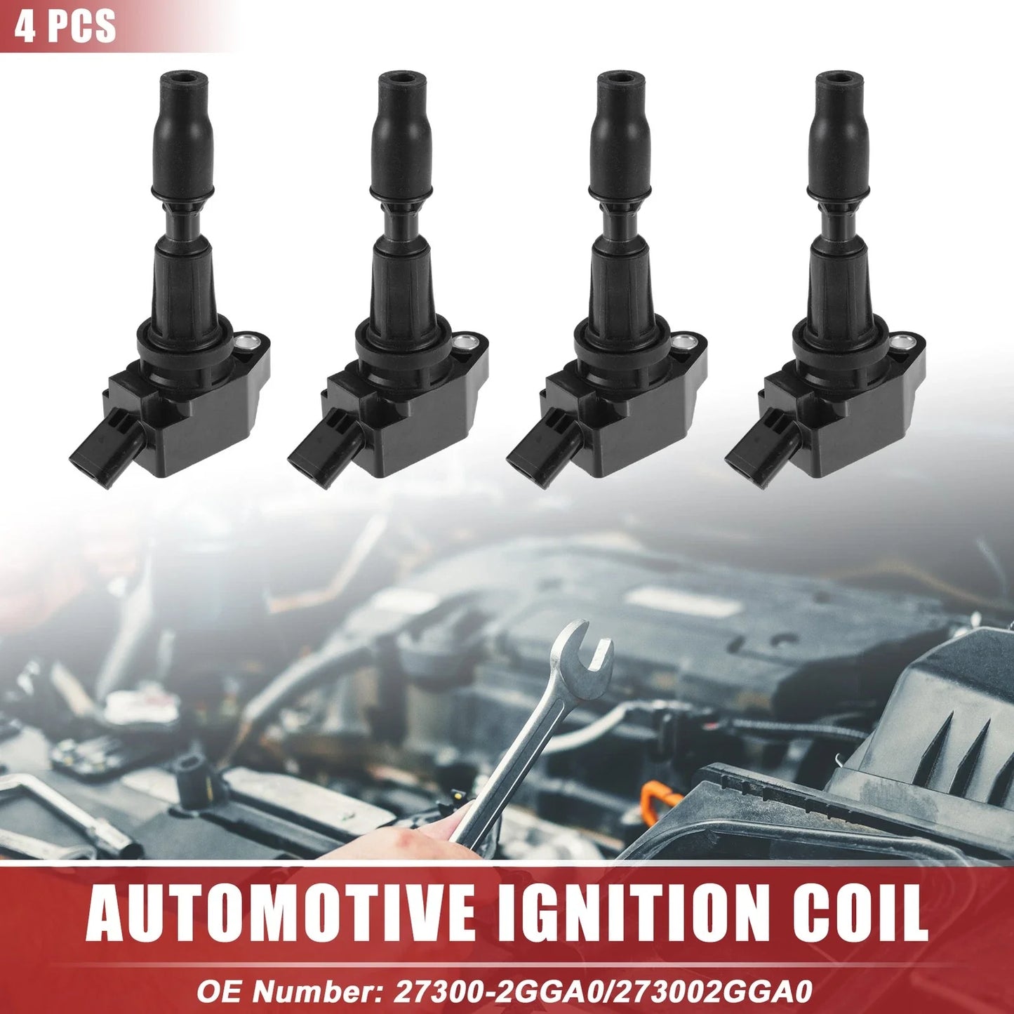 4 x Automotive Ignition Coils for Kia Optima (2016-2020) Black