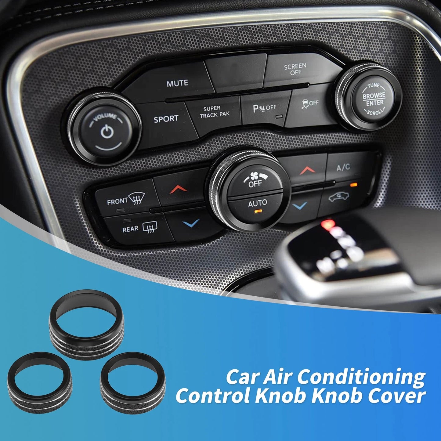 3X Control Switch Knob Button Cover Trim Ring for Dodge Charger (2011–2023)