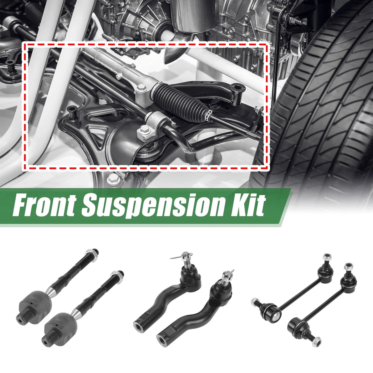 6pcs Front Suspension Kit Tie Rod End Sway Bar Link for Mercury Milan (2006–2009)
