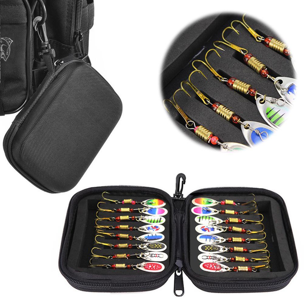 Set of 16 Fishing Lures Spinners Baits with Tackle Bag for Trout Bass