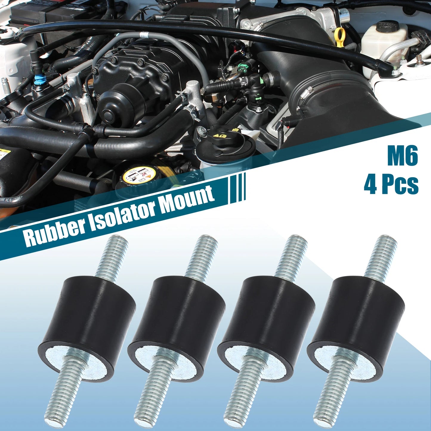 Set of 4 M6 Anti Vibration Rubber Isolator Dampers for Cars (20x20mm)