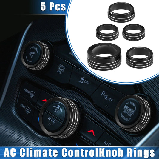 5 x AC Climate Control Knob Rings for Chrysler 300 & Dodge Challenger (2005-2023)