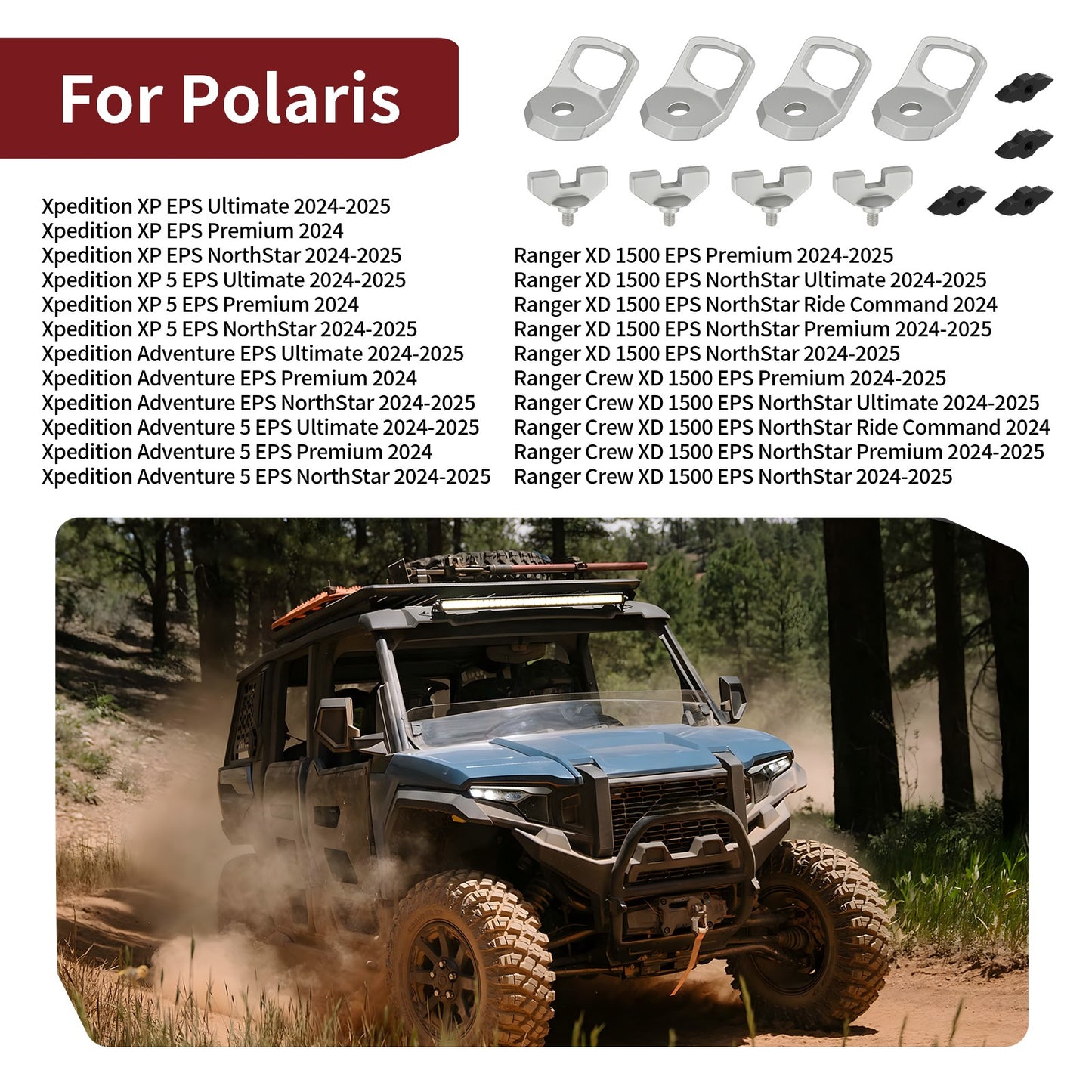 Set of 4 Lock & Ride D-Rings for Polaris Xpedition ADV (2024–2025)