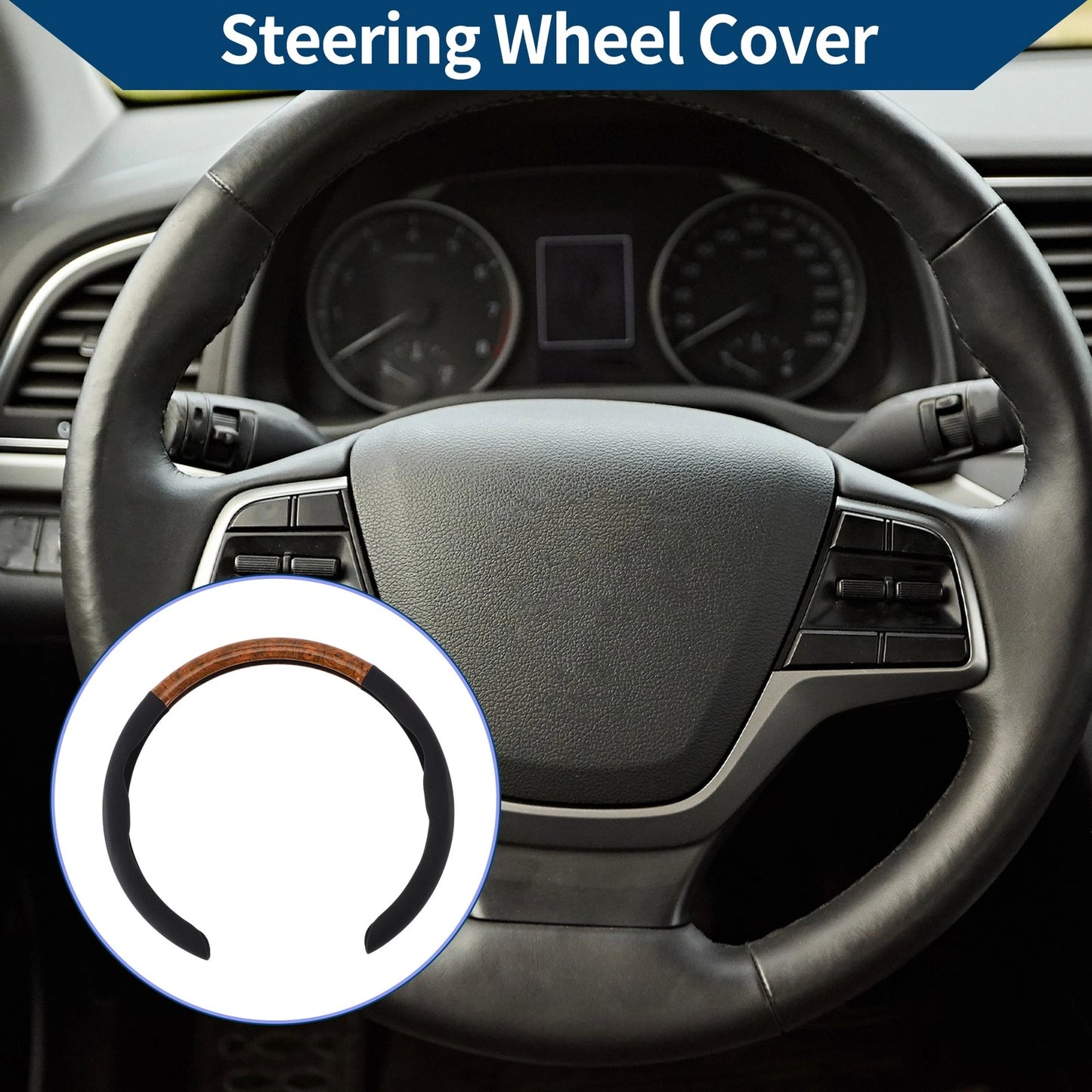 Steering Wheel Cover for Car (14.96", Light Brown Mahogany)