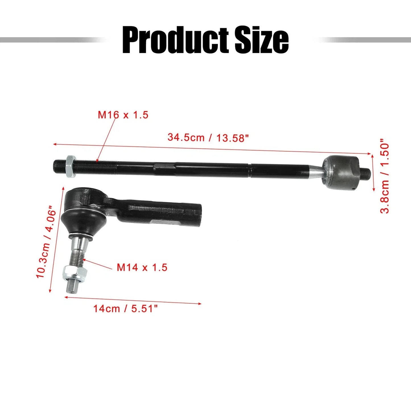4 x Front Inner Outer Tie Rods for Dodge Challenger Charger (2011-2019)