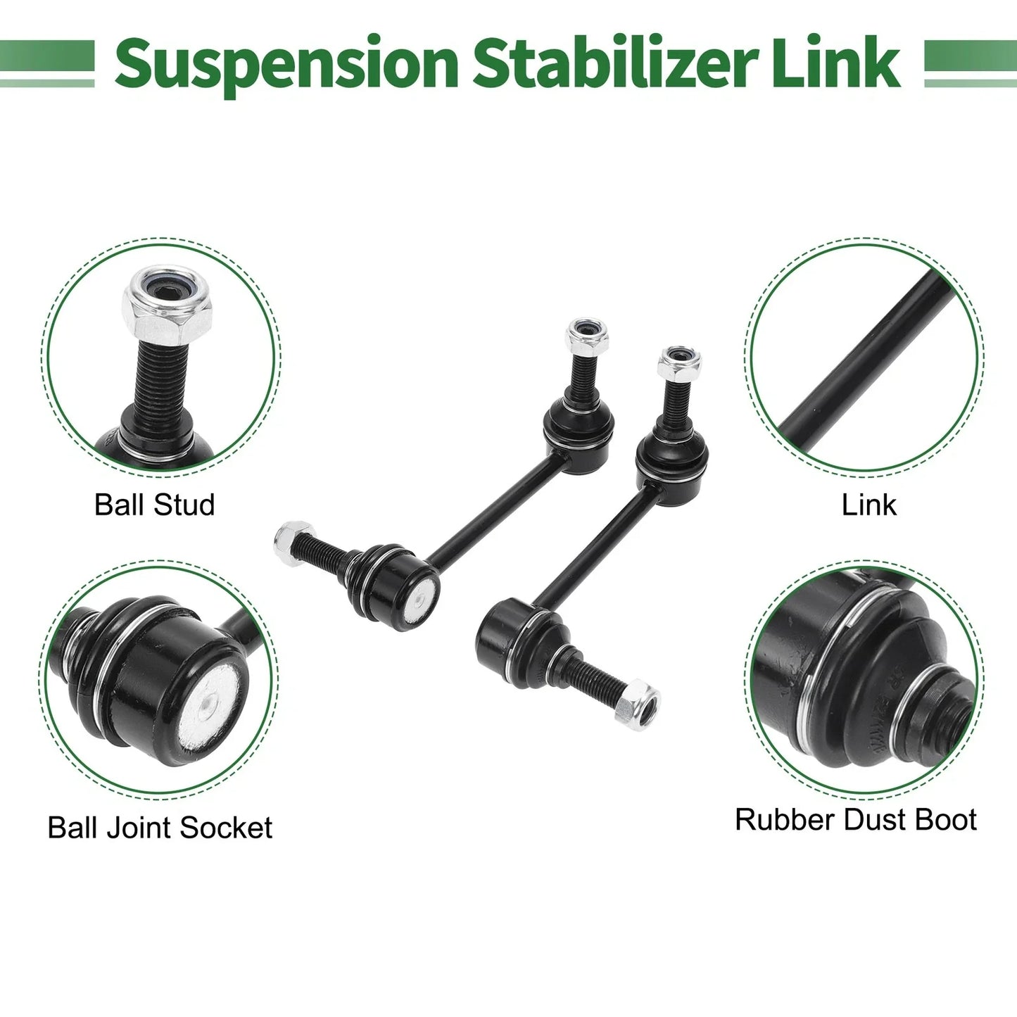4pcs Front Suspension Kit Outer Tie Rod Ends & Sway Bar Links for Dodge Durango