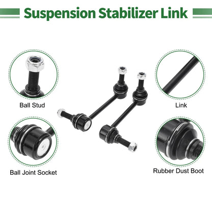 4pcs Front Suspension Kit Outer Tie Rod Ends & Sway Bar Links for Dodge Durango