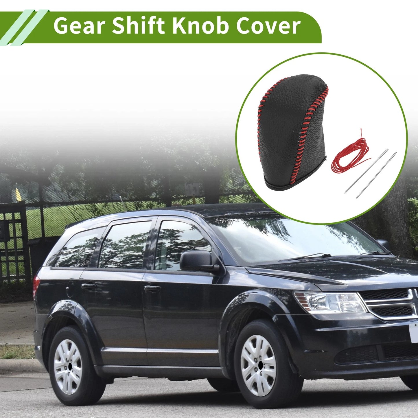 Gear Shift Knob Cover for Dodge Journey (2011–2020) Pebbled Black Red