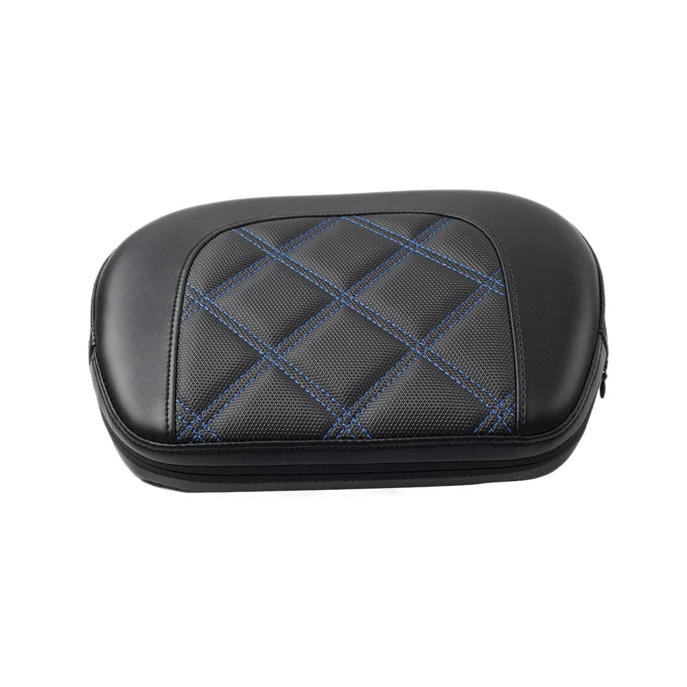Passenger Sissy Bar Backrest Pad with Blue Stitching for Harley Electra Glide