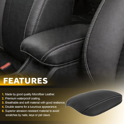 Black Leather Console Lid Armrest Cover for Subaru Forester (2019–2023)