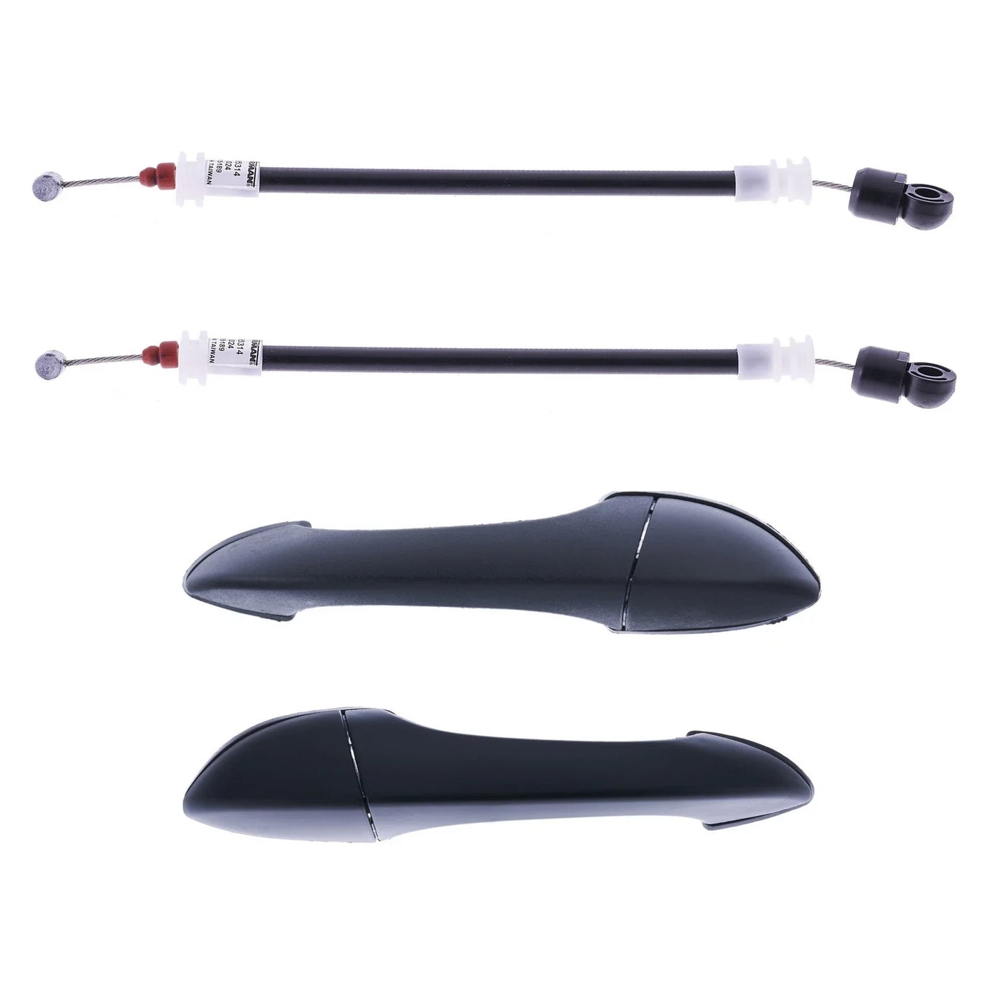 4pcs Rear LH+RH Black Outer Door Handle & Carrier Cable for BMW X5 (2000–2007)