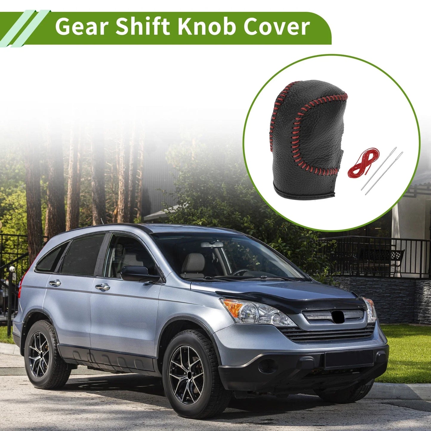 Car Pebbled Gear Shift Knob Cover for Honda Civic  - Black Red Faux Leather