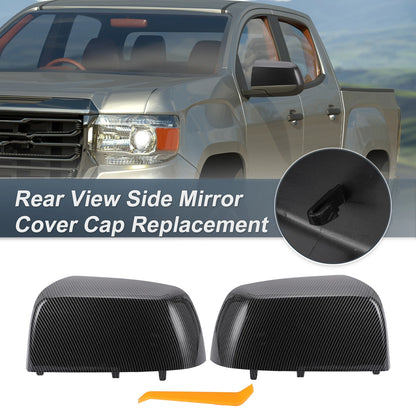Set of 2 Rearview Mirror Cover Caps Black Carbon Fiber for Chevrolet Colorado