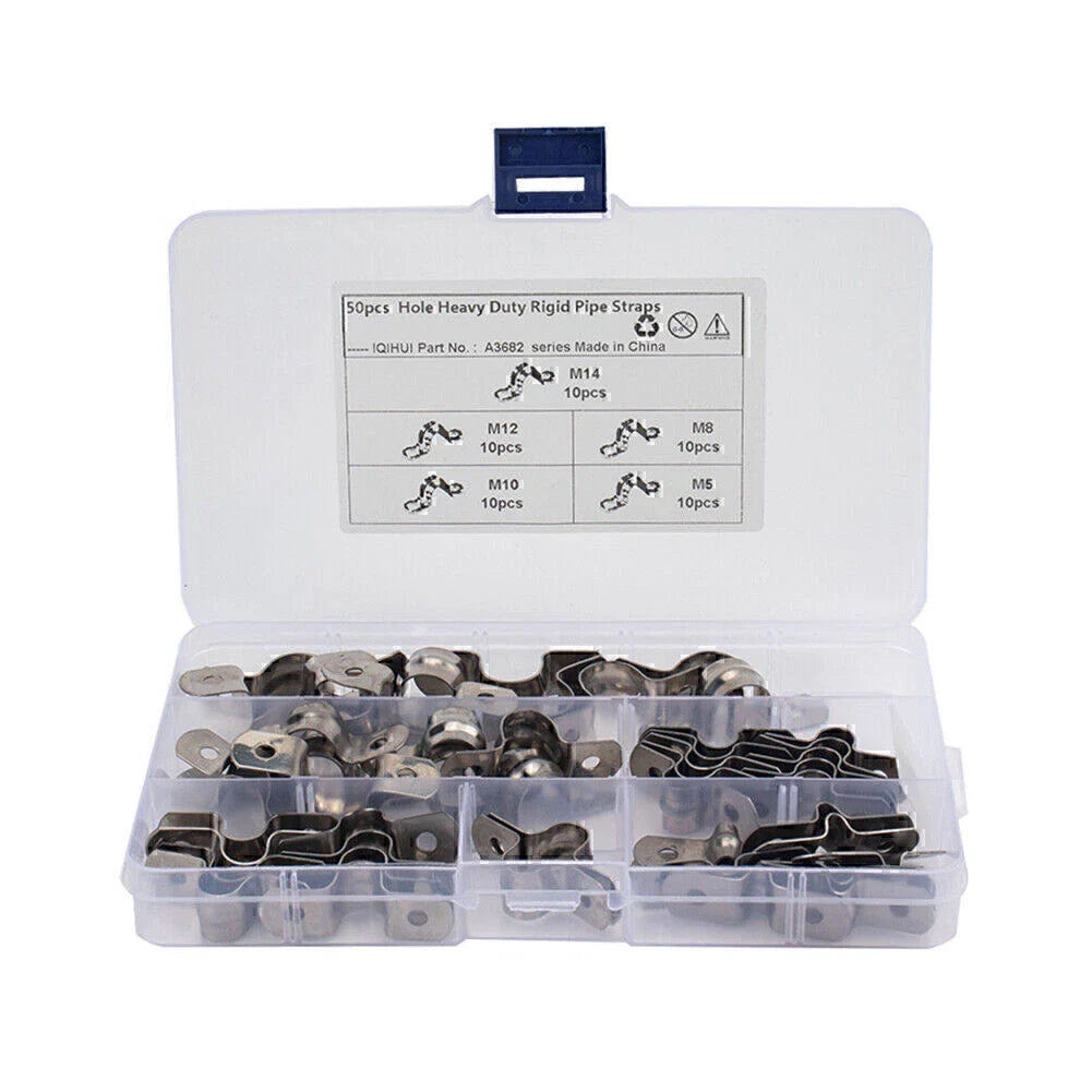50x Heavy Duty U Bracket Tube Strap Tension Clips for Pipes