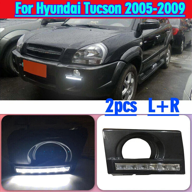 LED DRL Daytime Running Lights Fog Lamps Bumper for Hyundai Tucson (2005–2009)