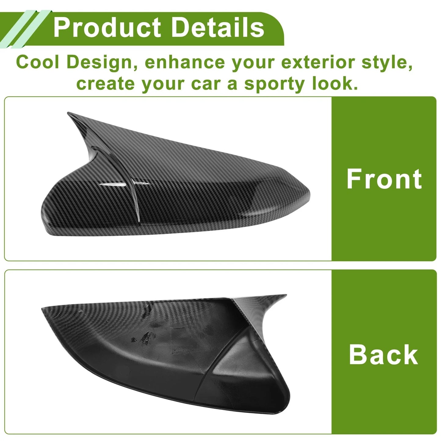 Left Right Side Mirror Cover Caps for Honda 10th Gen Civic (2016-2021)