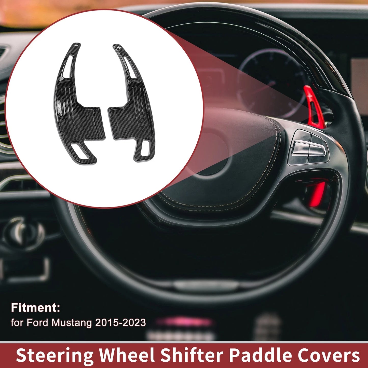 Set of 2 Black Plastic Steering Wheel Paddles for Ford Mustang (2015–2023)