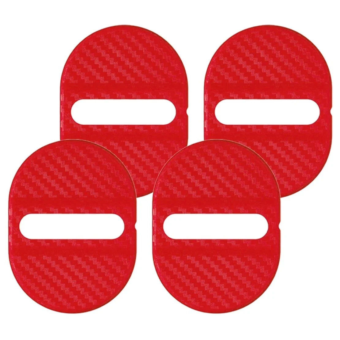 4 x Universal Red Carbon Fiber Scuff Plate Door Lock Covers for Various Models