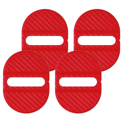 4 x Universal Red Carbon Fiber Scuff Plate Door Lock Covers for Various Models