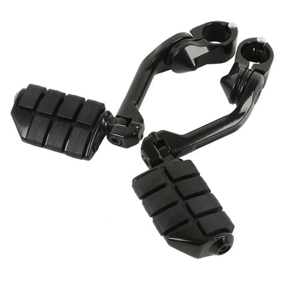 1-1/4" Engine Guards Long Angled Foot Pegs Rest Mount for Harley Touring