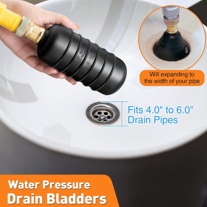 Drain Bladder Cleaning Tool for Clogged Sewer Pipes (4" to 6")