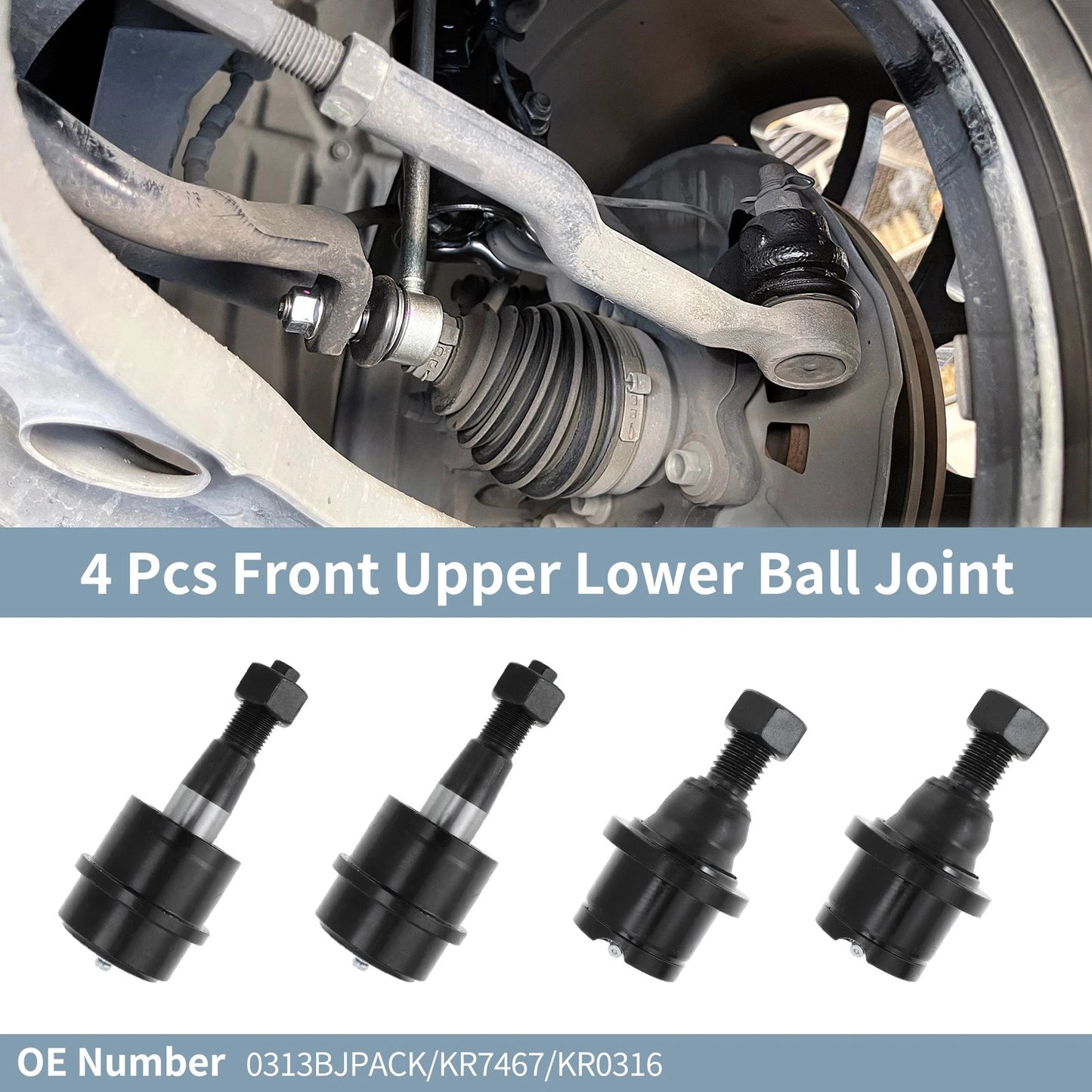 Set of 4 Front Upper Lower Ball Joints No. 0313BJPACK for Dodge Ram 2500 3500